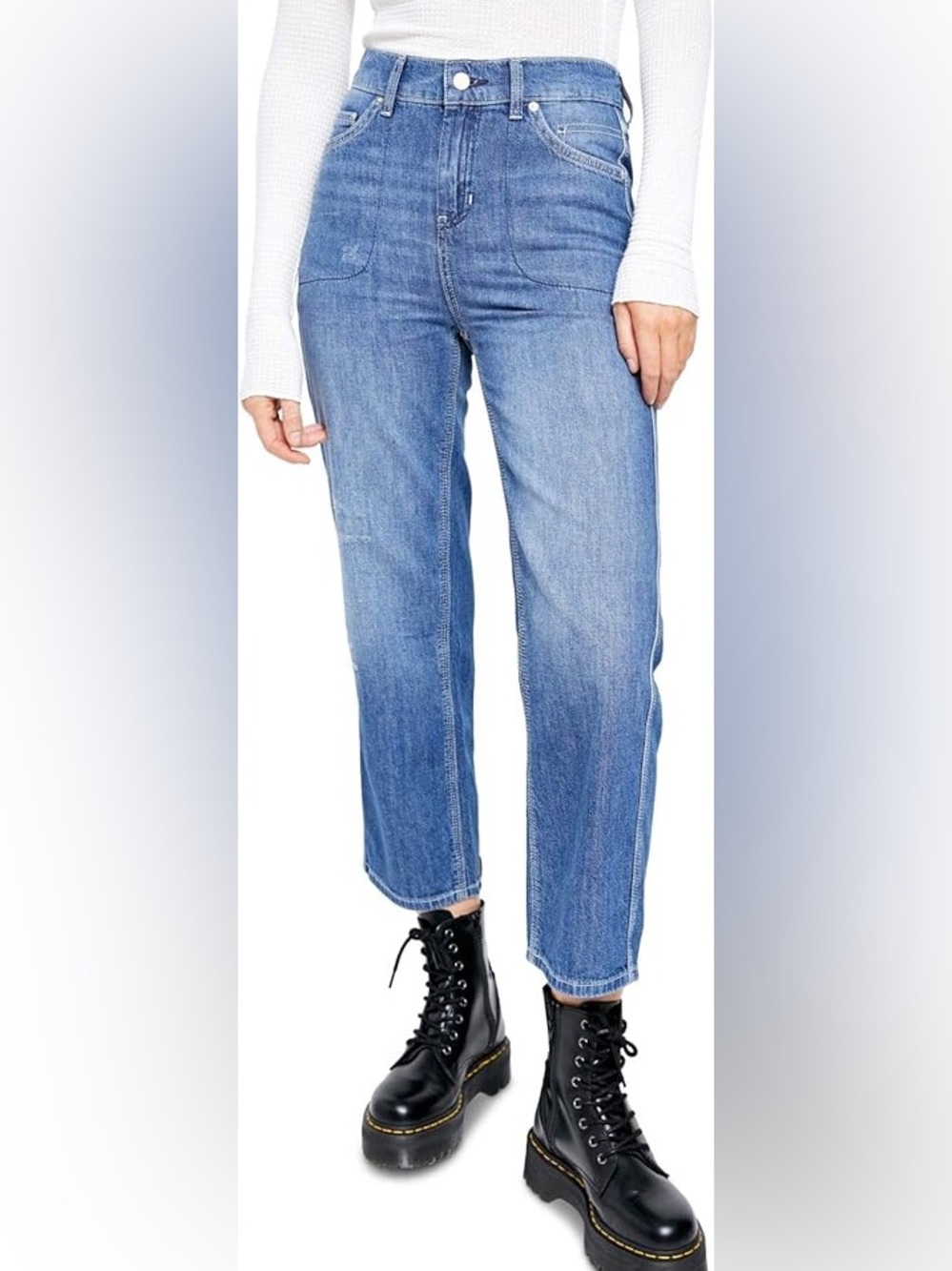 Free People Chloe Baby Denim Cropped Straight Leg Jeans